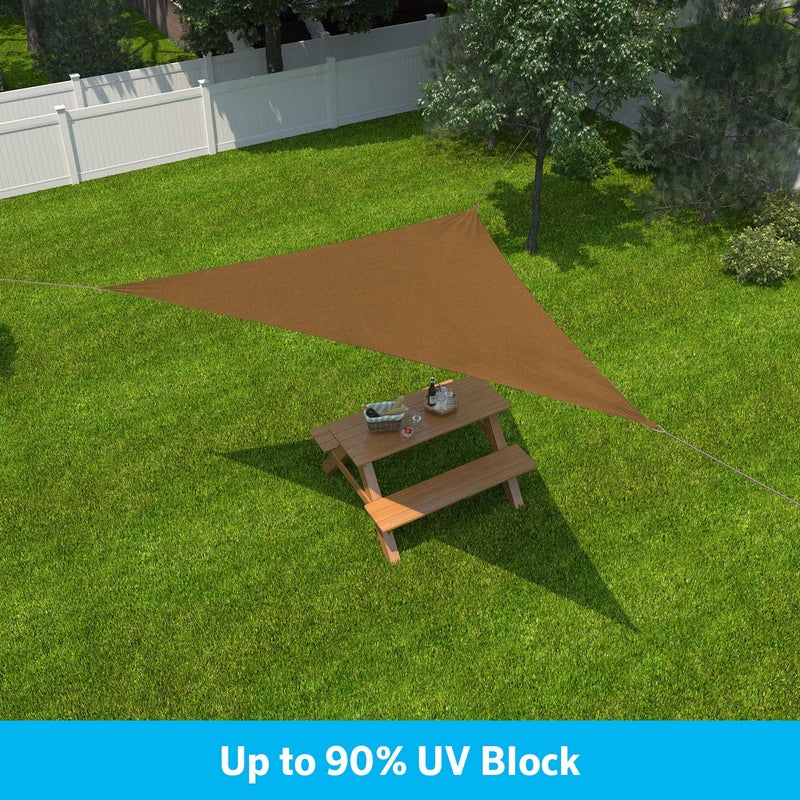 Coolaroo ظل شراع جاهز للتعليق من كولارو - 90% حجب للأشعة فوق البنفسجية، ظل خارجي قابل للتنفس مع حبال مثبتة مسبقًا للباحات والحدائق والاستخدام الموسمي، 12 قدم، مثلث، كوكو - Image 3